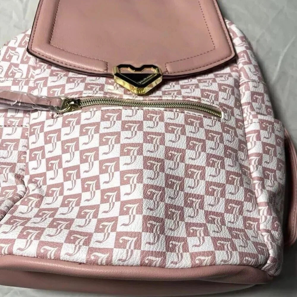 Juicy Couture Modern Pink White Medium Mini Backpack Pink Heart Logo Brand NEW